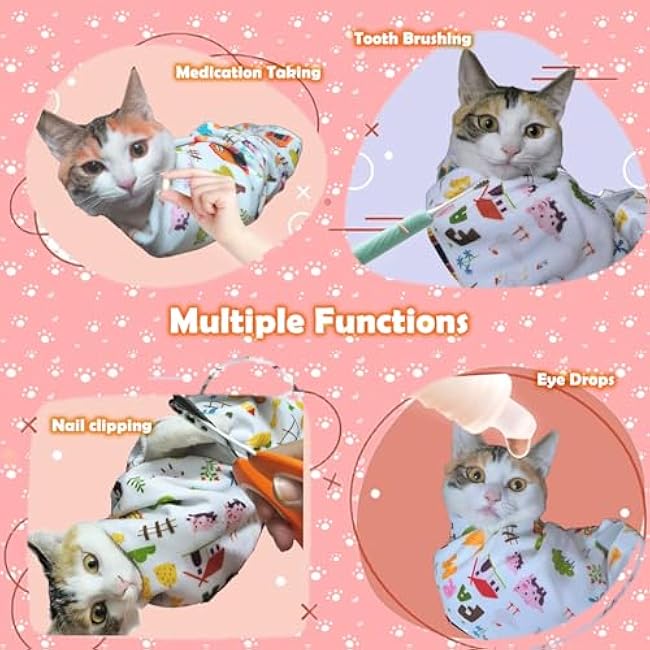 Cat Grooming Wrap Cat Wrap for Cutting Nails, Magic Fabric Cat Wrap for Grooming, Soft Cat Control Mat Cat Grooming Supplies Wrap Cat Grooming Bag Restraint Wrap for Nail Clipping (L (21.7*21.7in))-4lk94OAY