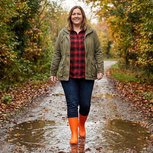 Image of HISEA Women Rubber Boots Wide Calf Rain Boots Matte Surface Waterproof PVC Rubber Rain Boot Mid Height Rain Shoes for Outdoor Gardening Work Walking