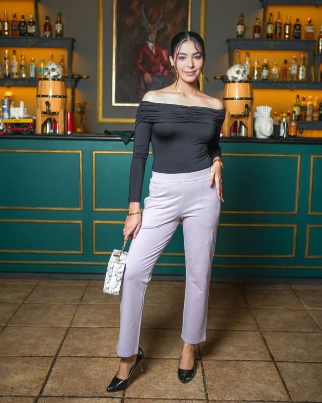 Image of Mlada All Day Cotton Track Pants for Women with 3 Zip Pockets | Regular Fit Mid Rise Track Pants with Stretchable Elastic Waist and Interlock Seams to Prevent Chafing