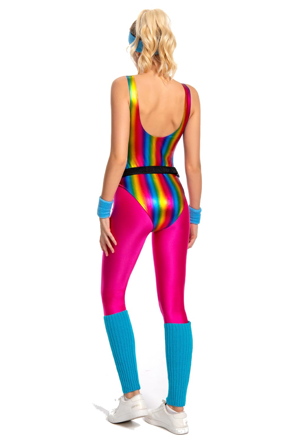 Juego de 6 piezas de traje de fitness de los años 80 para mujer, colorido, mono de yoga, pantalones de entrenamiento, traje retro