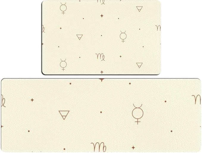 Virgo Zodiac Astrology Signs Kitchen Rugs Sets of 2 Non Slip Washable Kitchen Mats for Floor 2 Piece Kitchen Sink Rug Runner Long Bathroom Rug Sets 2 Piece