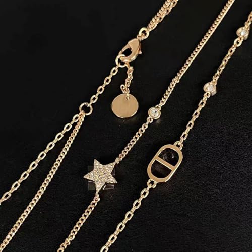 18K Gold Plating Double Layer Star Necklace with Oval Clasp, Celestial Charm Necklace, Luxury-Inspired Minimalist Link—Ideal as wedding Accessory, Great for Evening Necklaces, Perfect for Date Night, and a Lovely Gift for Her on Special Days - Image 5