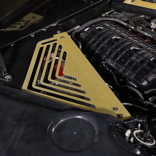 Image of TOYCIDFG Carbon Fiber Engine Bay Panel Cover, Left Right Splash Shield Oxidation Case Guard Compatible with C8 Corvette 2020-2023 Auto Interior Body Part Accessories (Carbon Fiber - Yellow)