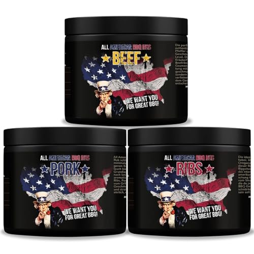 Royal Spice All American BBQ Rub Set – 3x350 g Trockenmarinaden für Pork, Beef & Ribs – Authentische BBQ Rubs im US-Style für Smoker & Grill – Grillgewürze Set für Pulled Pork, Brisket & Rippchen Royal Spice All American BBQ Rub Set – 3x350 g Trockenmarinaden für Pork, Beef & Ribs – Authentische BBQ Rubs im US-Style für Smoker & Grill – Grillgewürze Set für Pulled Pork, Brisket & Rippchen