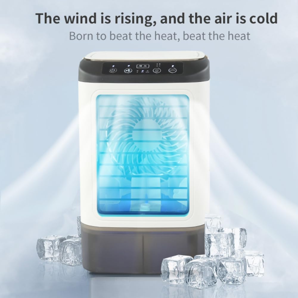 Bewinner Mini Air Conditioner with 900ml Water Tank, Humidifying Misting Portable Desk Fan, USB Rechargeable Compact Air Cooling Fan for Home Office