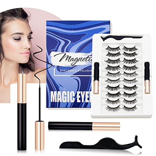 Magnetic Eyelashes with Eyeliner Kit, SOTICA 10Pairs Magnetic Lashes Natural False Eyelashes with Tweezers DIY Eyelash Extension Kit Authentic Eyelash Extension Look Easy to Use No Glue Needed…