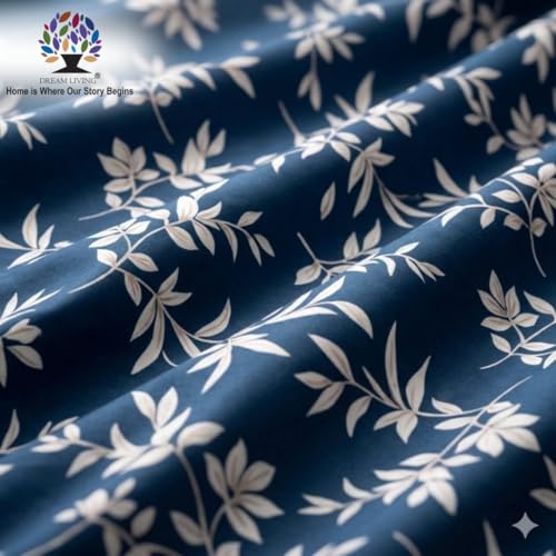 Image of Dream Living Printed Floral Single Bedsheet with 1 Pillow Cover | 120 GSM | 150x220 Cm | Blue