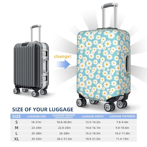 Travel Luggage Cover - Daisy Floral A Washable Suitcase Covers Protector Fits 18-32 Inch Luggage4