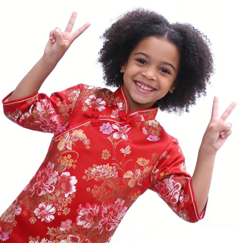 Vestido chino Qipao flores para niña miniatura 6