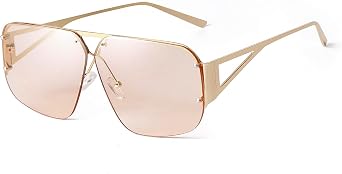 Trendy Oversized Rimless Aviator Sunglasses for Women Men