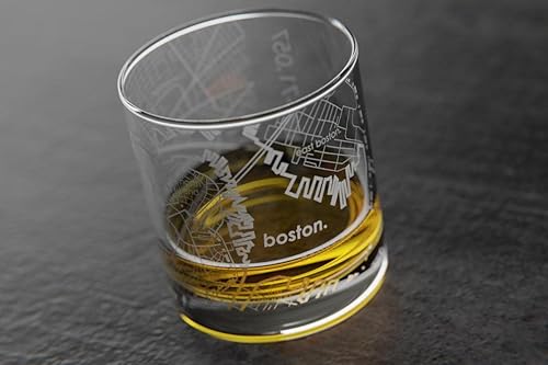 Vista 284 de Well Told Vaso grabado de Washington DC Map Rocks, vidrio de whisky antiguo (11 onzas, transparente), regalo para los amantes del whisky 147-Claro