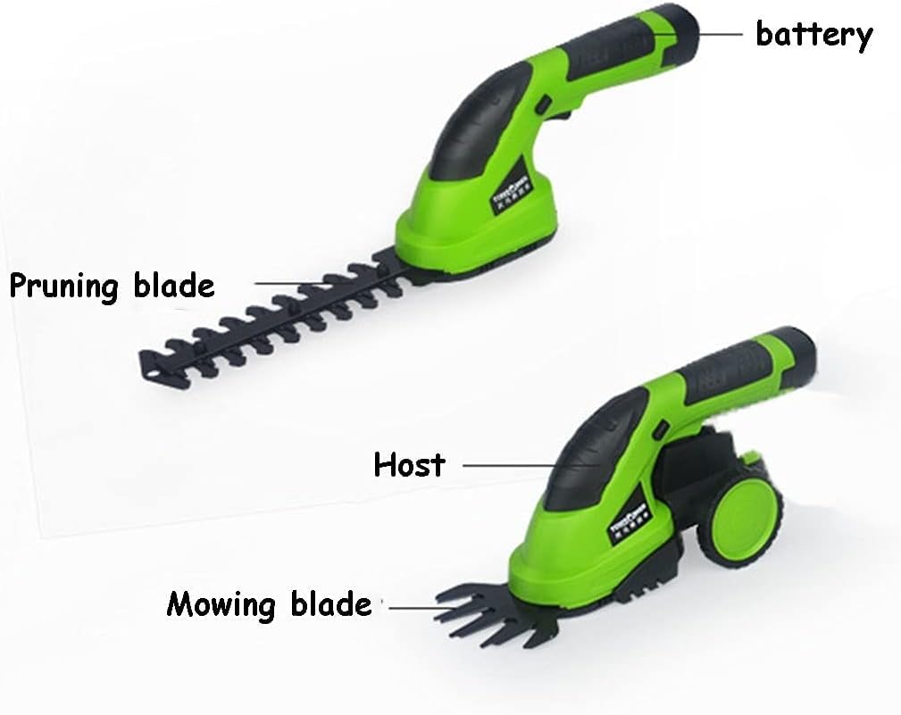 Ręczny Mała kosiarka do trawy wielofunkcyjna mała kosiarka do trawy zielonej maszyna do naprawy trawnika z baterią litową o dużej pojemności (Color : Green, Size : Battery*2)