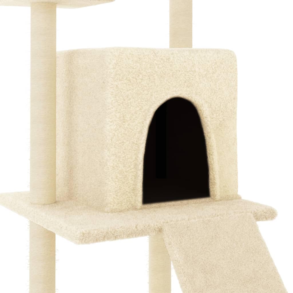 Tiragraffi per gatti in legno, colonna tiragraffi in sisal, albero da arrampicata con grotta, amaca, piattaforma e tiragraffi, torre da gioco in peluche per soggiorno e uso interno, 110 cm