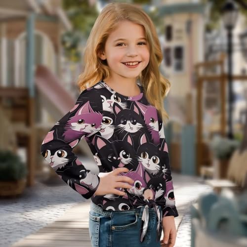 Girls Long Sleeve T-Shirt with Front Tie Teens Crewneck Shirt Girls Tunic Tops2
