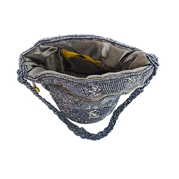 CRAFT BAZAAR Beaded Indian Potli, Mini Bucket Bag, Drawstring Purse, Jewelry Bag, Coin Pouch, Evening Bag with Wristlet - Image 3
