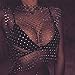 Women Rave Consume Shiny Crystal Diamond Rhinestone Mesh Tank Top Elastic Hollow Out Crop Tops Shirt for Concert Music Festival Dance Club Part