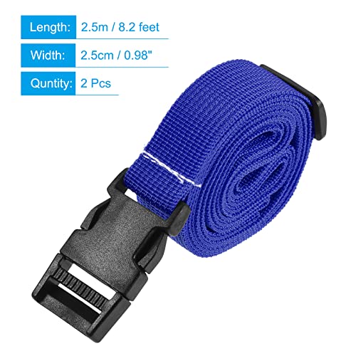 Image of MECCANIXITY Utility Strap with Buckle 1x98 Inch Polyester Quick Release Adjustable Belt for Travel Outdoor Bag Luggage Packing (Blue, Pack of 2)