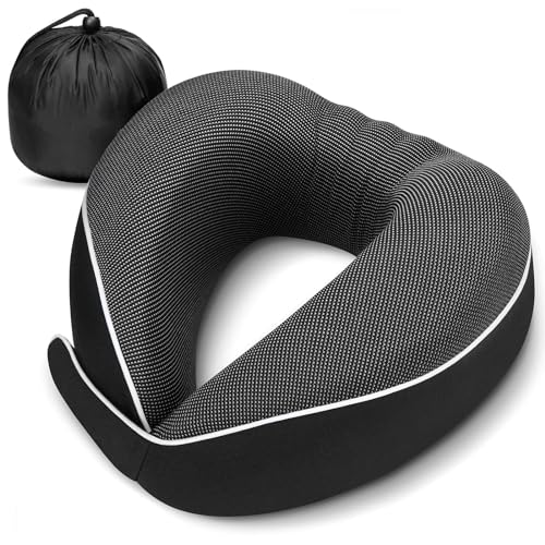 HOMIEE Almohada de Viaje para Avión, Almohada de 360 ​​°, Espuma Viscoelástica, Soporte para el Cuello, Escritorio Almohada para Dormir con Bolsa para Tren, Avión, Descanso de Oficina Hogar