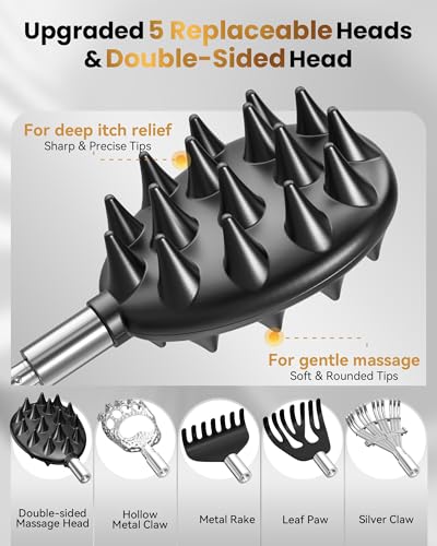Telescoping Back Scratcher with 5 Detachable Heads, Gifts for Christmas, Stocking Stuffers for Men, Women, Him, Her, Dad, Funny White Elephant Gifts for Adults, Gift Box Included - Image 3