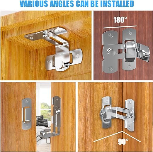 SAKRIMAL 90 Degree Flip Stainless Steel Latch, Security Barn Door Lock,Stainless Steel Gate Latch Security Door Latch for Barn, Garden, Bathroom, Outdoor, Garage, Window, Sliding Door (3) 2