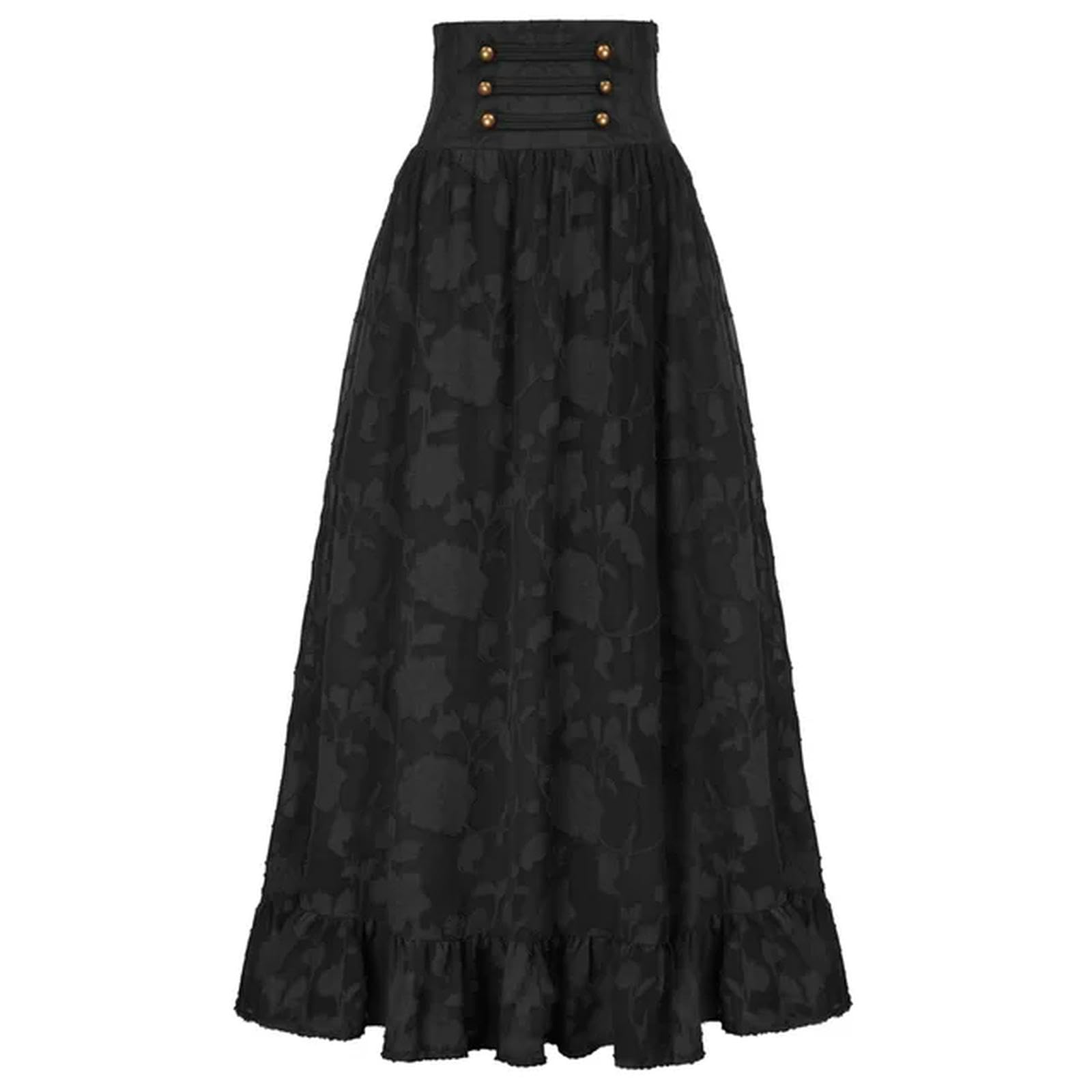 Jupe trapèze évasée Taille Haute Vintage pour Femme - Noir - L