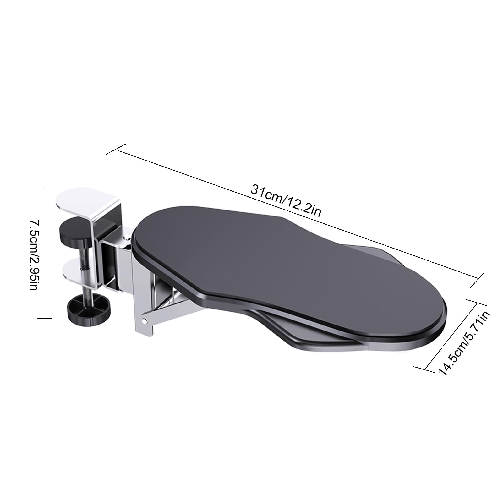 docooler Arm Rest for Desk 180° Rotating Armrest Support Foldable Arm Wrist Rest Shelf Ergonomics Computer Desk Extender Tray for Home and Office - Image 4