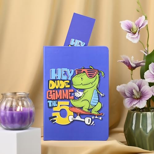 Image of Articious Notebook Set, Premium Hardcover Journal, Bookmark and Matching Box |192 Ruled Pages, 80 GSM | A5 Ruled Writing Notebook for Girls, School & Office | Dino