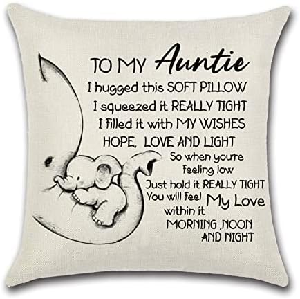 JOTOM Aunty Gifts from Niece Nephew Cushion Covers Throw Pillow Covers 45x45 cm Birthday Auntie Pillow Cover Personalized Decorative Pillow Cases for Sofa Bed Home Car Decor (Auntie)