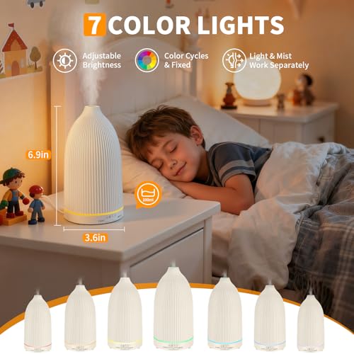 Image of URPOWER 100ML Essential Oil Diffuser Ultrasonic Cool Mist Humidifier with 7 LED Lights, Timer & Auto-Off Quiet Aromatherapy Scent Diffuser for Home Bedroom Office Relaxation
