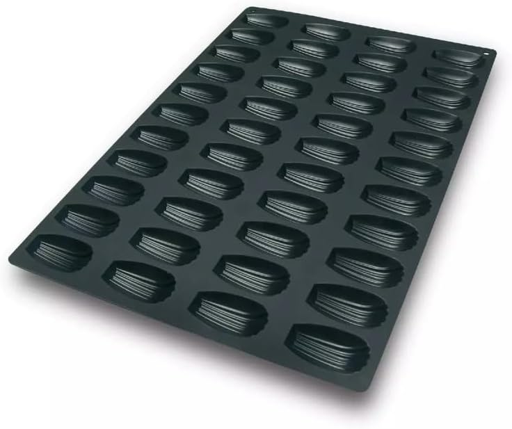 Silikomart SQ005 44 Compartment Madeleine Silicone Baking Mold - 3 1/16" x 1 3/4" x 11/16" Cavities