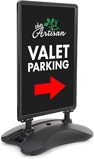 Sidewalk Poster Stand with Water-Fill Base Holds 24x36 Graphics, Double-Sided Sandwich Board for Outdoor Use, Front-Loading Snap-Open Poster Frame, Black