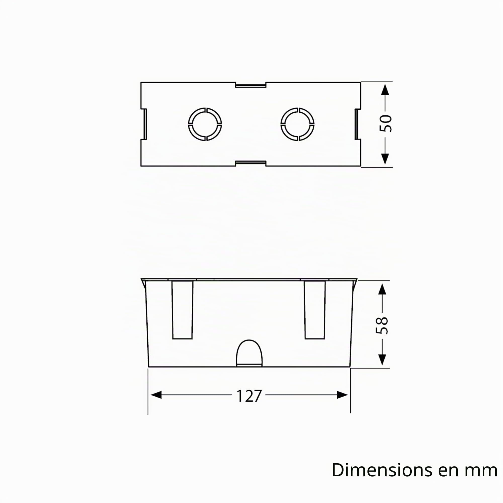 ledscom.de LED encastré mural NOLA, downlight pour l'extérieur, IP54, aluminium brillant, 140 x 70mm, blanc chaud