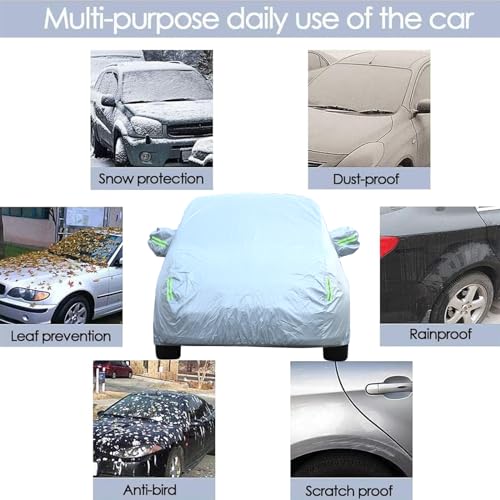 Image of Car Cover Waterproof All Weather Compatible with Fiat 500 /500 Abarth 2011-2022，Car Cover Sun Hail UV Snow Dust Protection Cover Exterior Accessories (Silver)
