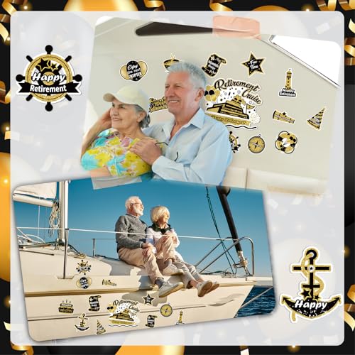 Imanes decorativos Happy Retirement Cruise en negro dorado miniatura 5