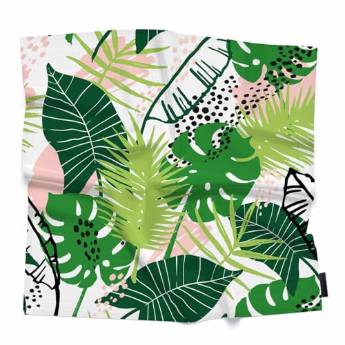 Saint Patrick Day Head Scarf Silk Feel Like Green Clover Leaf Seamless Repeat Pattern Bandana Soft for Women Girls