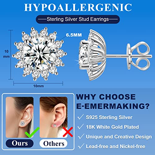 Moissanite Stud Earrings 0.2CT-8.0CT 18K Yellow Gold Plated D Color VVS1 Clarity Brilliant Round Cut S925 Sterling Silver Hypoallergenic Anniversary Day Gifts for Women Men3