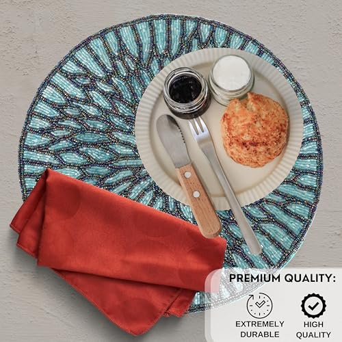CLEENTABLE Beaded Placemats, Blue Black, 13 in Round, Set of 2 by CLEENTABLE - Used condition - Image 6