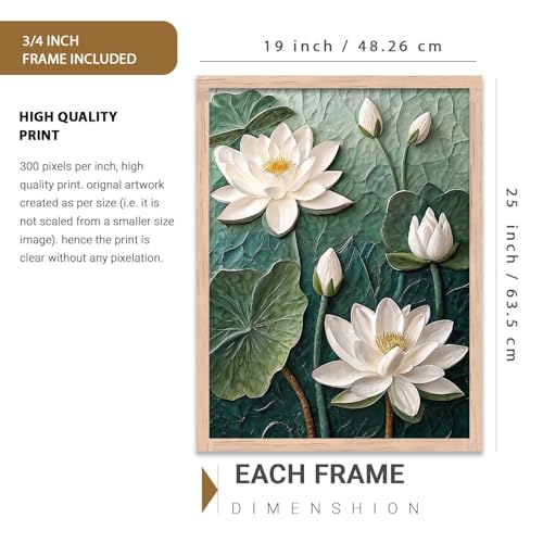 Image of kotart Aesthetic lotus Art Home Decoration Painting | Floral Paintings With Frame For Living Room Bed Room Hotel Wall Decor Digital Reprint (25x37 inch)