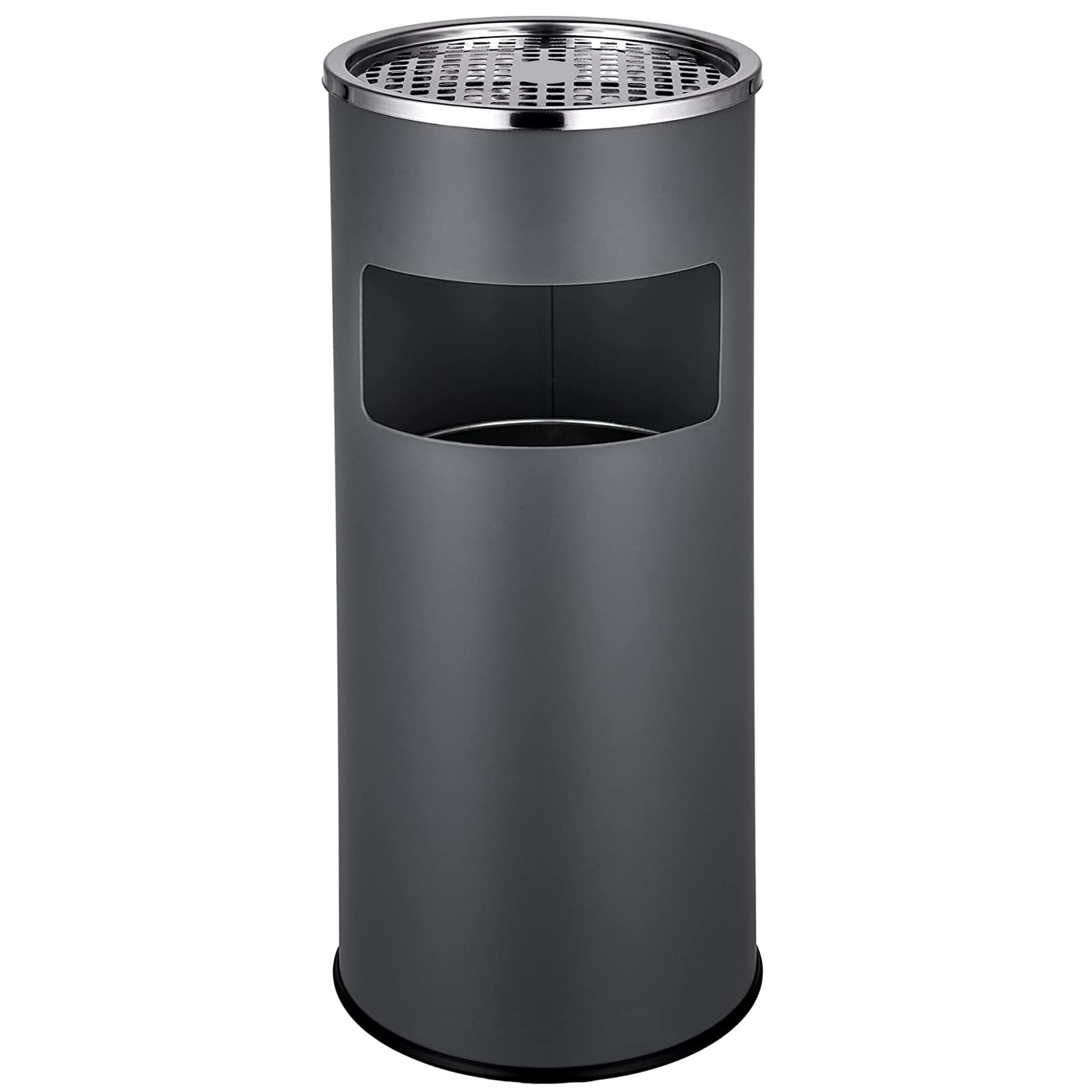 Posacenere 2 In 1 Da Terra In Acciaio Inox Per Esterno Con Gettacarte Rotondo O Rettangolare Con Secchio Pattumiera Sigarette - Mod1Nero | Leroy Merlin