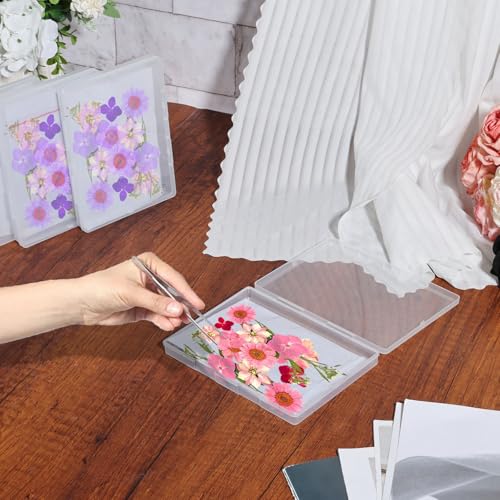 Image of HFYZZ 8 Pack Dried Flower Storage Kit Including Storage Containers and Bags, Blotting Paper, Desiccant and DIY Dried Flower Bookmarks, Flower Pressing Storage Kit to Keep Flower Color and Dry