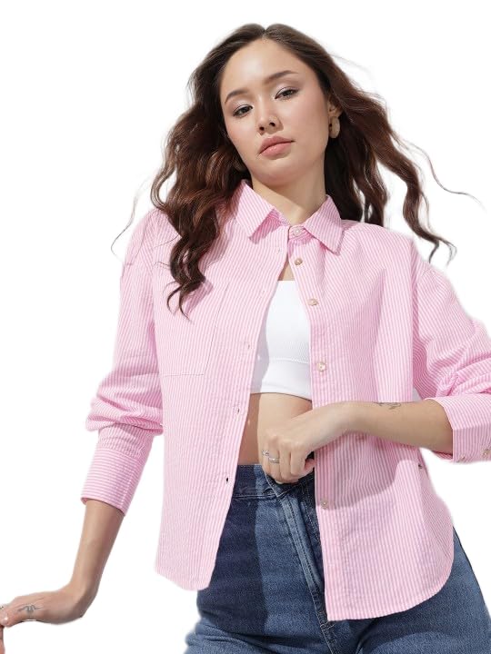 Women’s Pink Striped Shirt | Elegant Button Down Shirt for