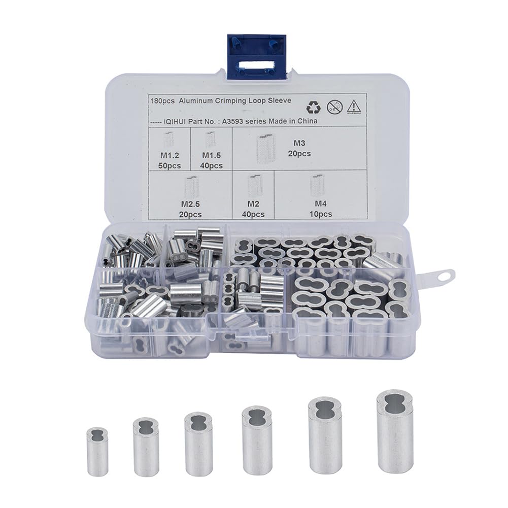 CNxinn10 180x Double Barrel Ferrule Crimping Loop Sleeve for Wire Rope & Cable Line End