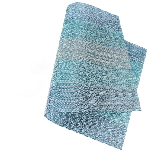 Image of Dribble Premium PVC Placemats Set of 4 | Heat-Resistant, Washable, Waterproof Table Mats | Anti-Slip Dining Table Placemats for Kitchen & Home Decor - 45x30cm, Design - Mayura Blue