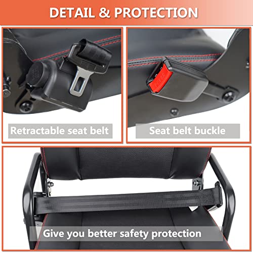 Image of Universal Forklift Seat,Tractor Seat with Adjustable Back,Safety Belt and Operator Position Switch,Excavator Skid Loader Backhoe Dozer Telehandler