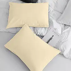 Par de Fronhas Premium na Cor Palha, em Tecido Percal Flex 400 Fios-FS