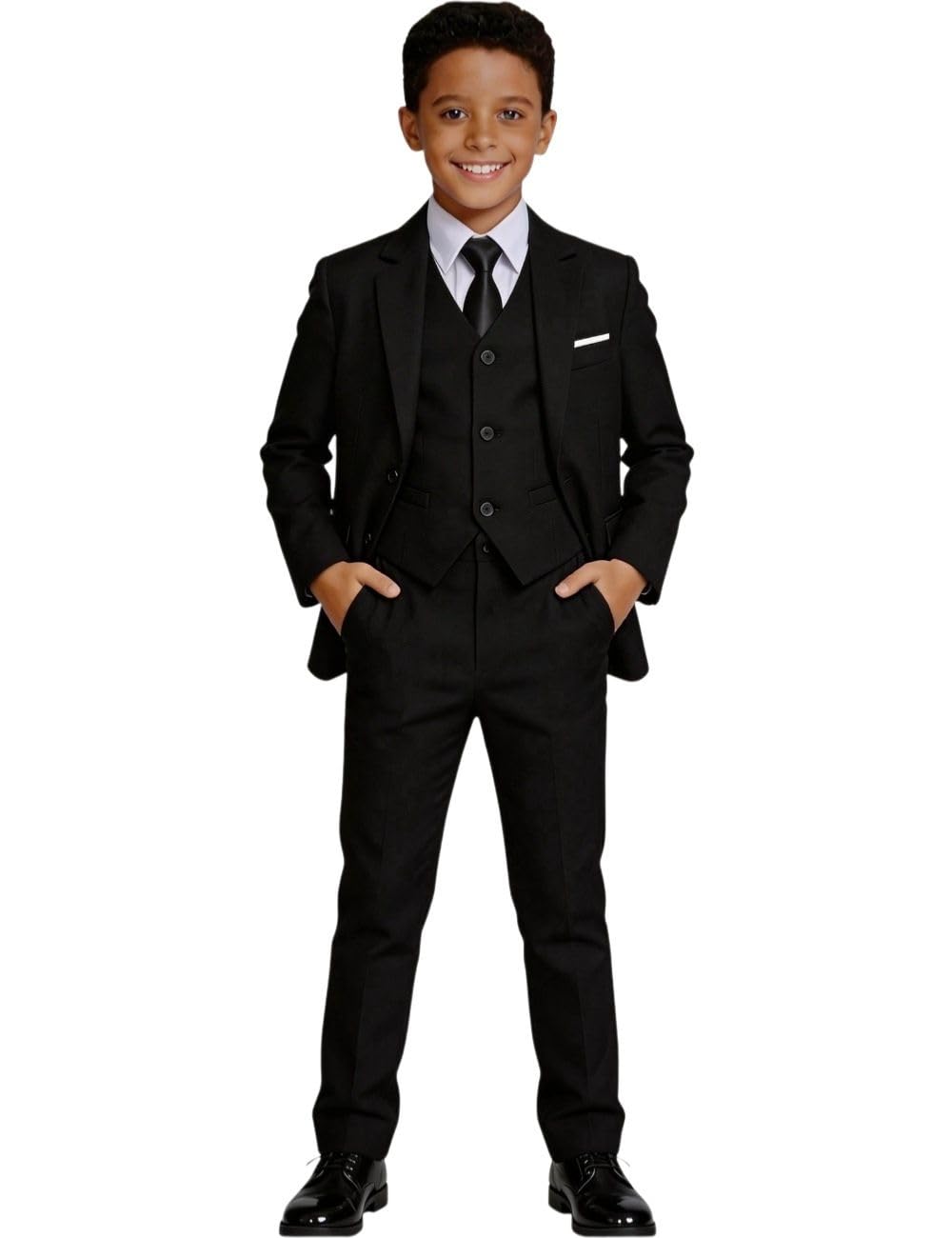 Visaccy Boys Formal Suit Slim Fit Dress Clothes Ring Bearer Outfit Tuxedo Suits,Adjustable Waist
