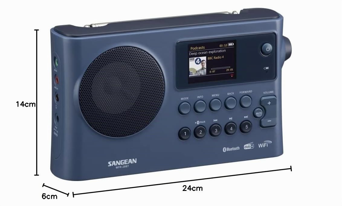 Sangean WFR-28 BT Dark Blue Radio Internet with Dab+ - WiFi - USB - DRM - Bluetooth