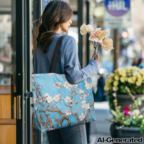 Image of Art Lover Zippered Tote Bag Waterproof Large Work Tote Bags, Artwork Women's Purse Handbags Travel Totes