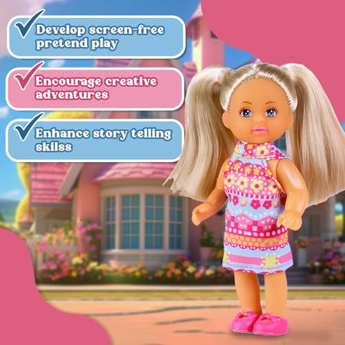Image of Evi's Trolley Set| Vibrant Party Pop Evi| Vibrant Evi Inside Trolley| Joyful Pretend Play Set| Engaging & Travel-Friendly Set| Ideal Doll Set for Girls (Party Pop Evi)