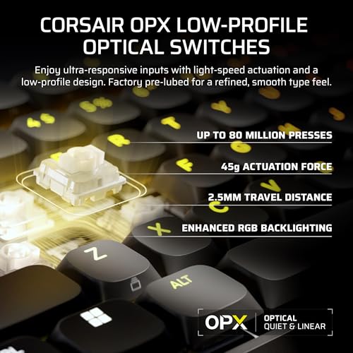 Image of Corsair Vanguard AIR 99 Wireless Low-Profile Optical-Mechanical RGB Gaming Keyboard - QWERTY US, 99% Layout, OPX Switches, 8000Hz Hyper-Polling, Stream Deck Integration, Flashtap SOCD - Black